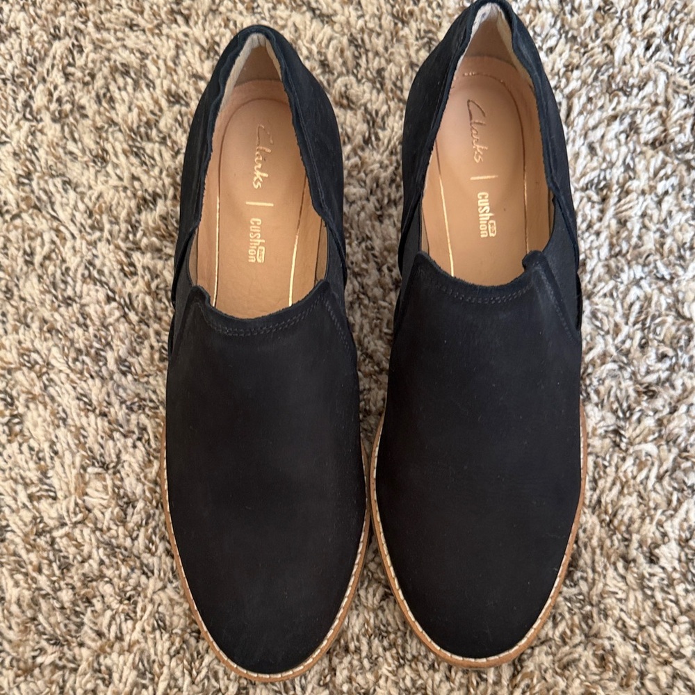 Clarks Women's Black Slip-On Loafers